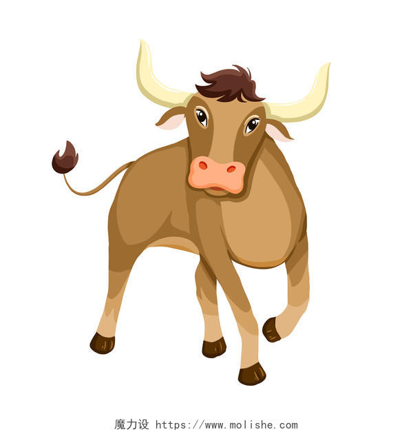 动物卡通黄牛手绘生肖牛水牛老牛元素PNG素材